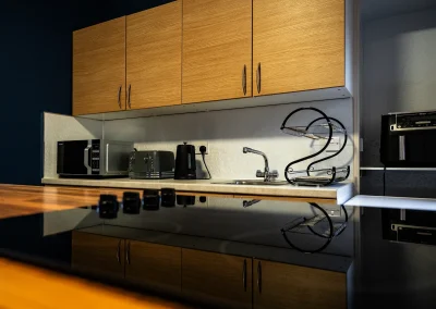 Close view of the kitchen worktop and appliances at Thorshaven Apartment