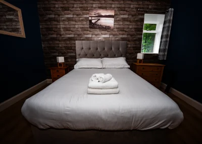 Double bedroom at Thorshaven Apartment, made up and ready for guests